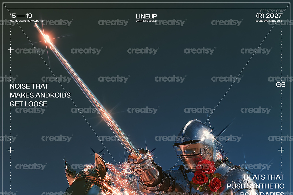 Cyber Knight Rave Poster Template, a Poster Template by creatsy5 (Photo 3 of 4)