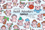 Kawaii Axolotl Jungle Adventure, a Seasonal Illustration by Palau (Thumbnail 1 of 12)