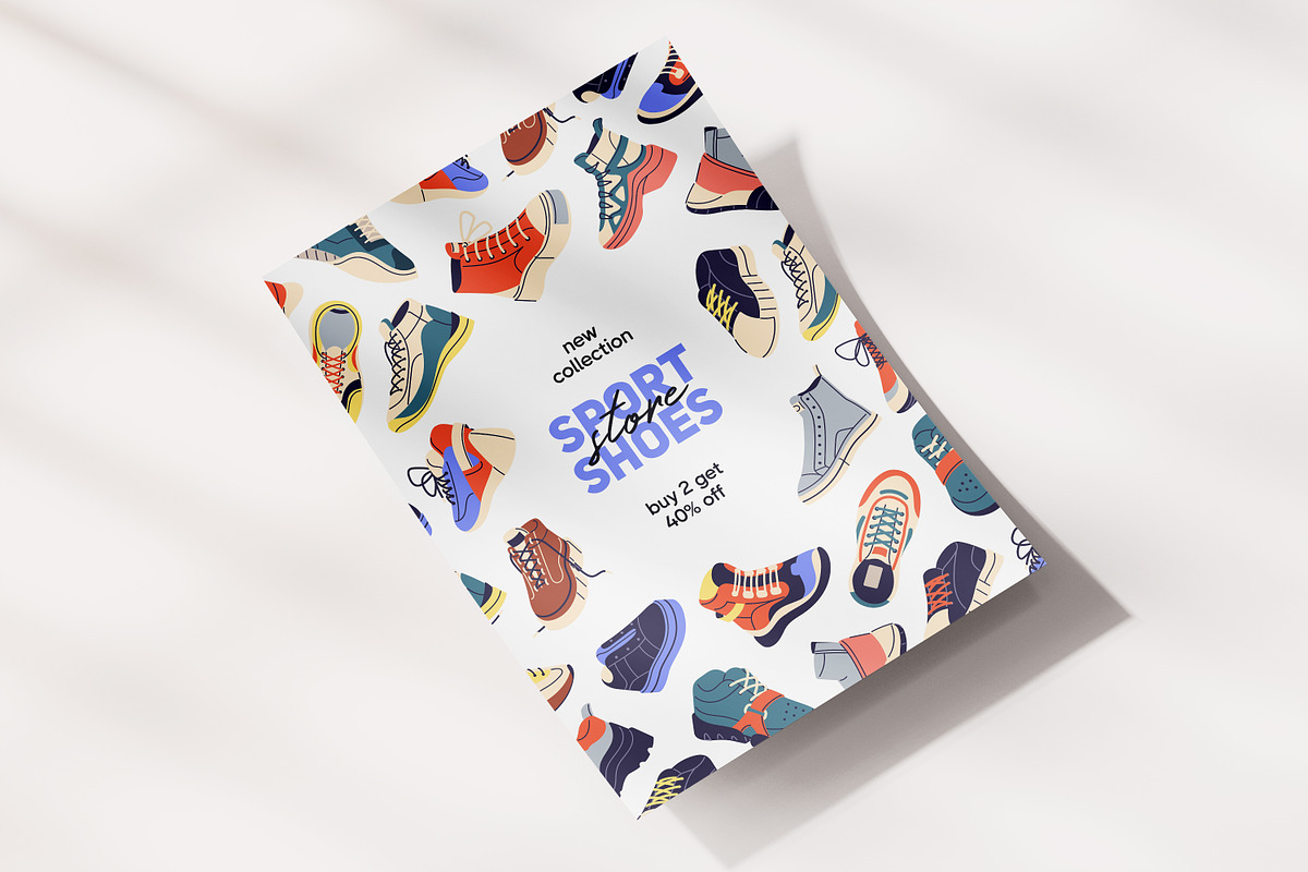 Modern sneakers set + ad templates, an Object Illustration by PaperTrident (Photo 12 of 16)
