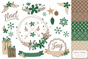 Emerald Christmas Wreath Clipart, an Illustration by Amanda Ilkov