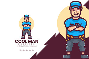 Cool Man Cartoon Character Logo