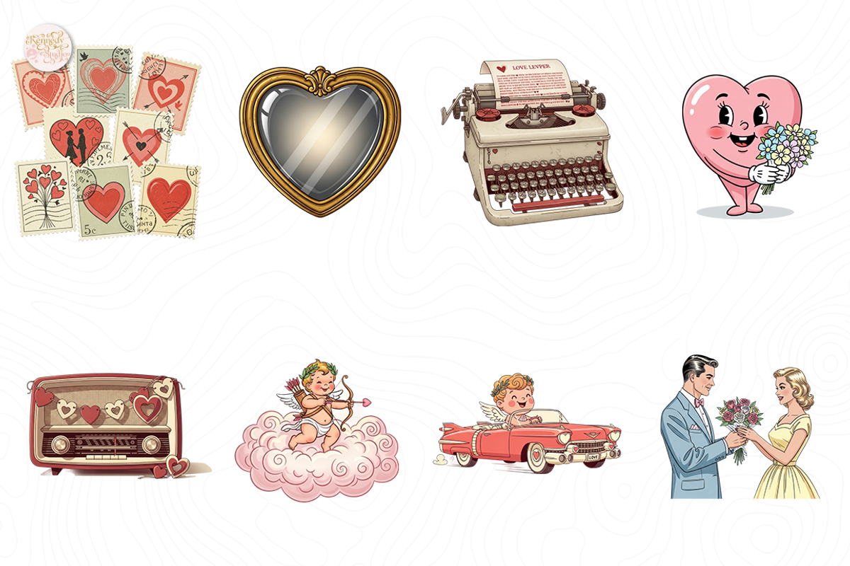 Retro Valentine PNG Clipart Groovy, an Object Illustration by KennedyStudio (Photo 2 of 5)