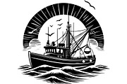 Vintage Fishing Boat Bundle, an Object Graphic by Designer_Momina (Thumbnail 3 of 13)
