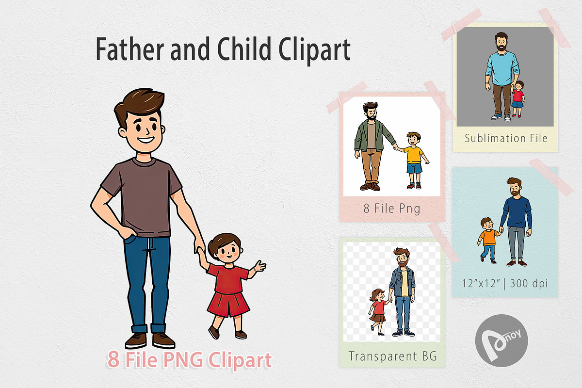 Father and Child Clipart, a Graphic by Artnoy (Photo 1 of 5)