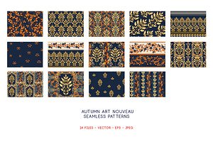 Art Nouveau Autumn Leaves Pattern