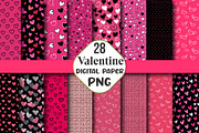 Black and Pink Valentine Pattern, an Illustration by CraftArtStudio (Thumbnail 1 of 3)