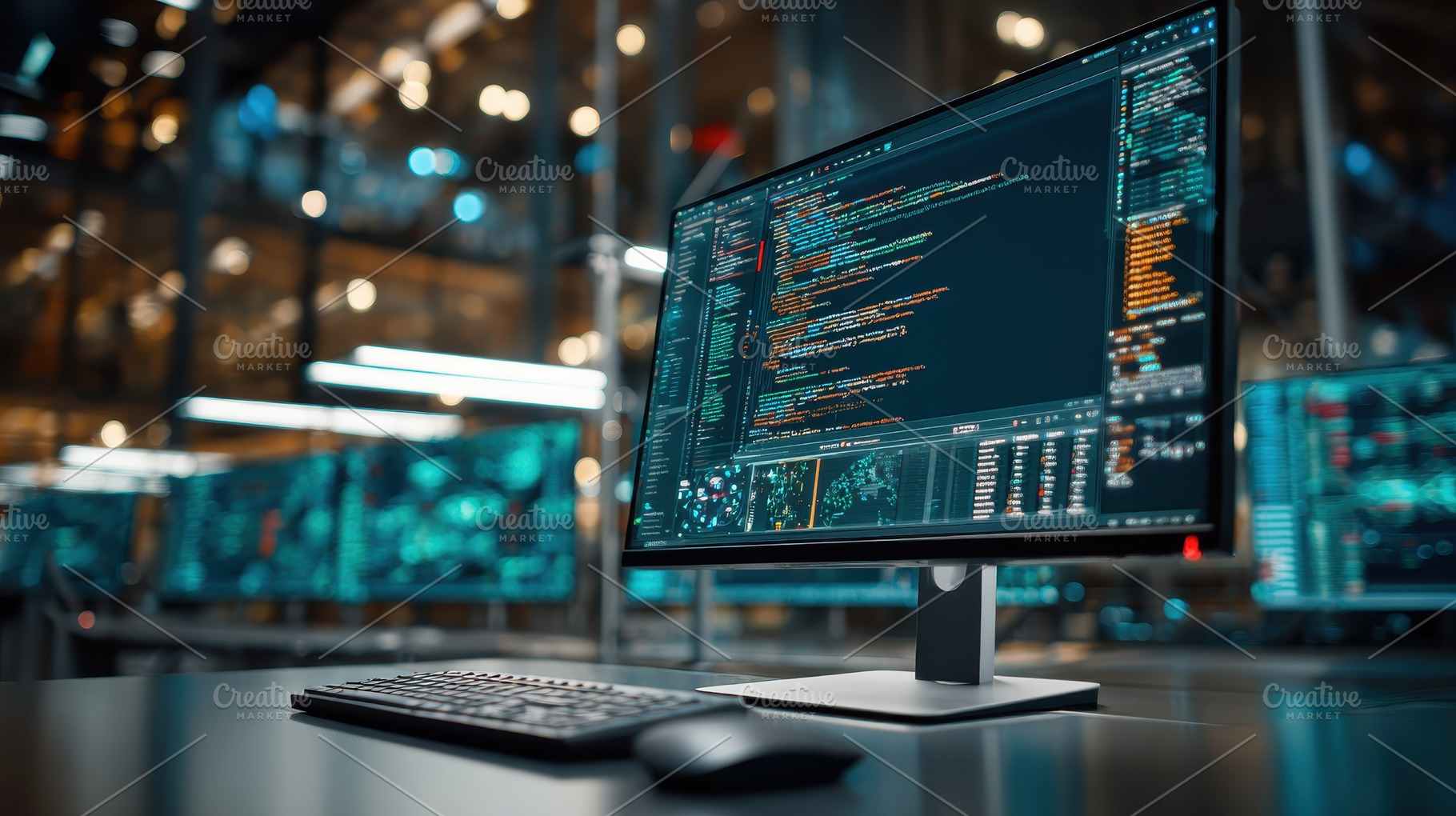 Computer screen displaying code in a, a Photo by Pixeness Studio