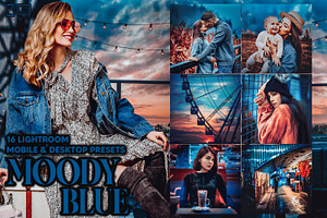 16 Moody Blue Lightroom Presets, a Preset Add-On by Hue Palettte Studio