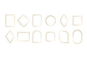 Delicate gold watercolor frames set, an Illustration by okskukuruza