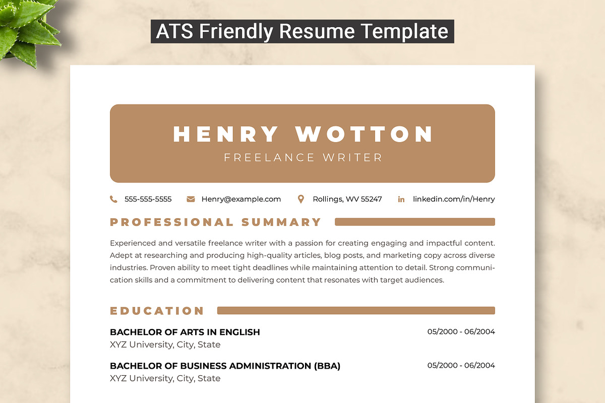 Freelance Writer Resume Template, a Resume Template by ResumeInventor (Photo 1 of 9)