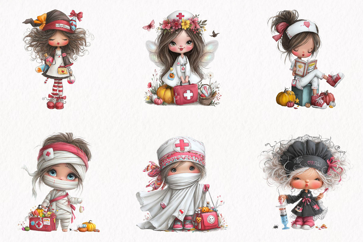 Quirky Halloween Nurse Clipart, a Seasonal Illustration by fashionaddict (Photo 4 of 7)