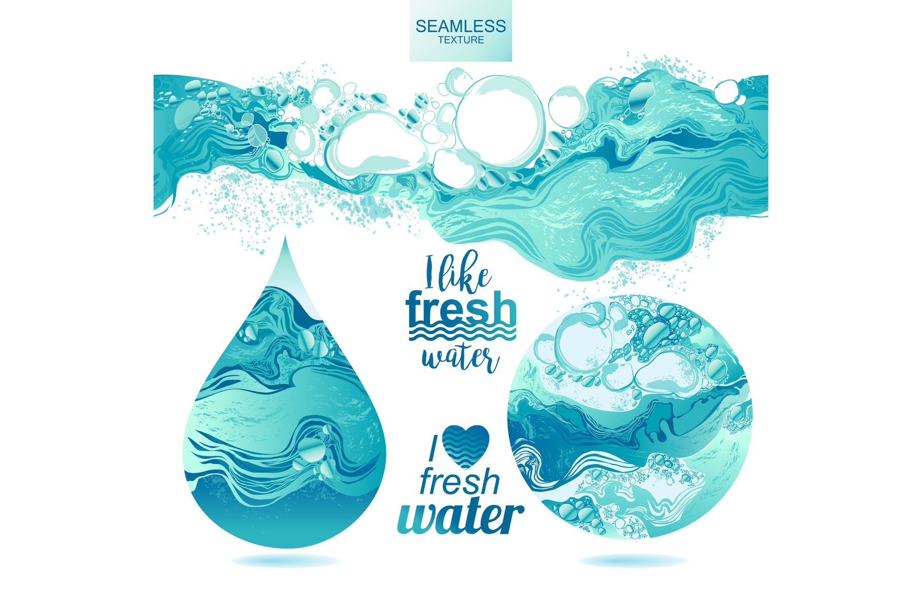 Set of Vector Water texture, a Decorative Illustration by Alltruecolours