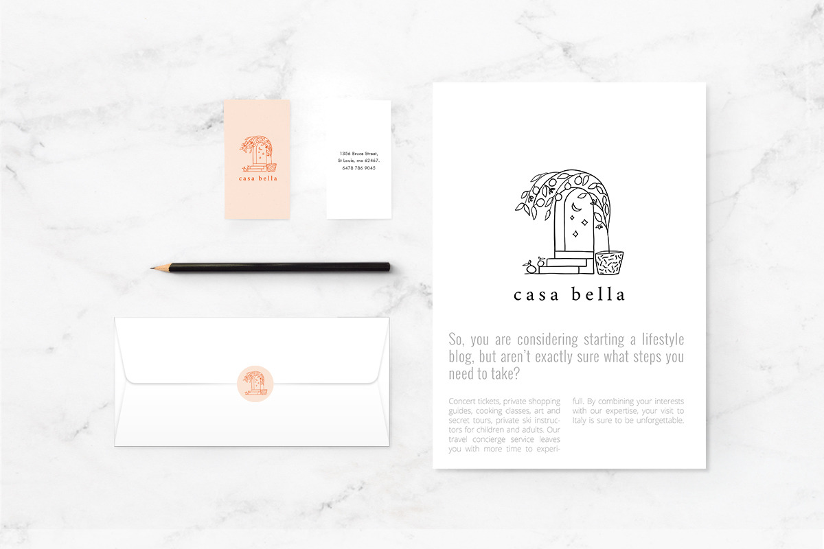 Casa Bella Line Art Logo Template, a Branding & Logo Template by The Wall Art Mockup Shop (Photo 4 of 4)