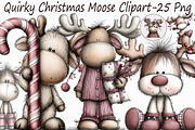 Quirky Christmas Moose Clipart, an Illustration by Libby Wishes (Thumbnail 1 of 7)