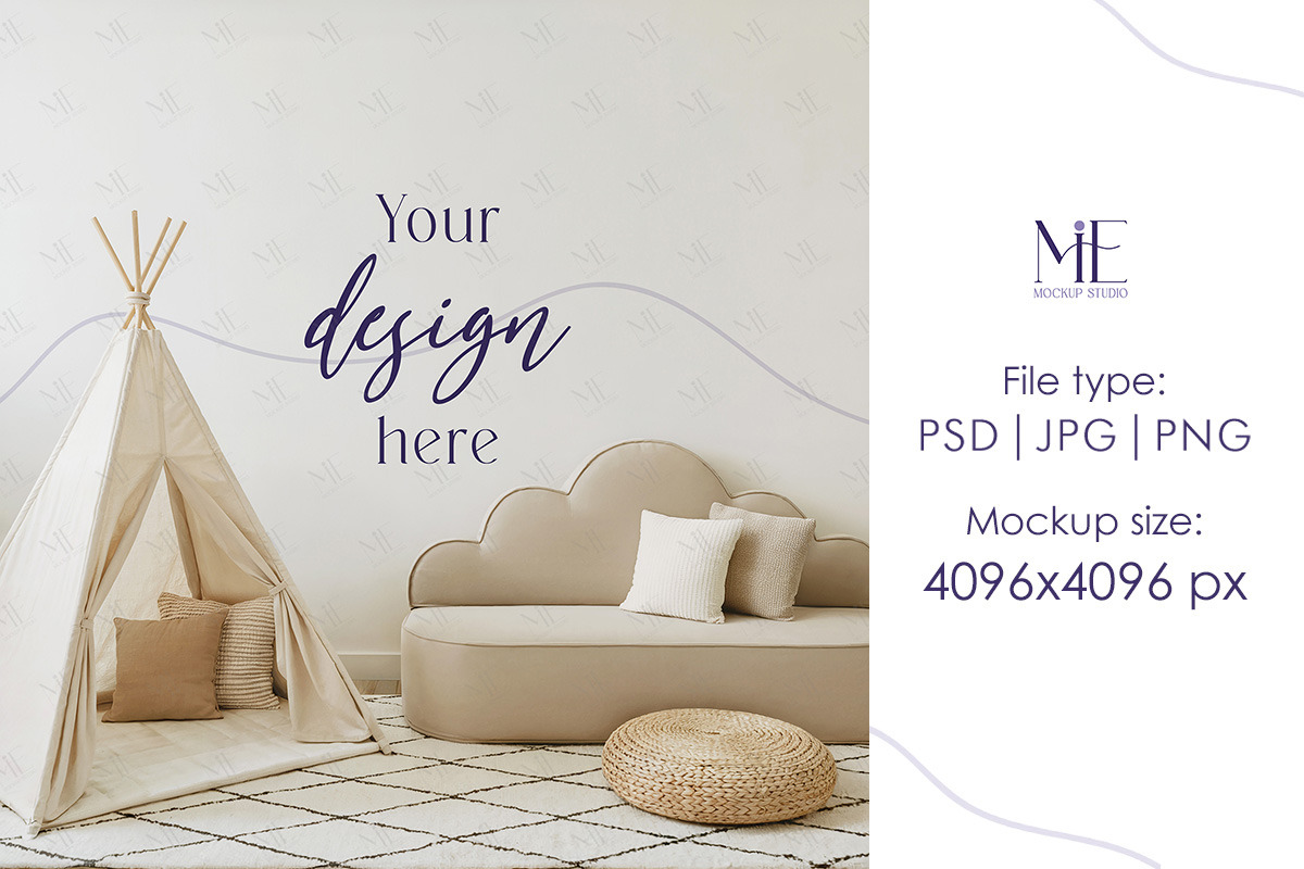 Kids Room Wallpaper Mockup Interior, a Product Mockup by Mie Mockup Studio (Photo 3 of 7)