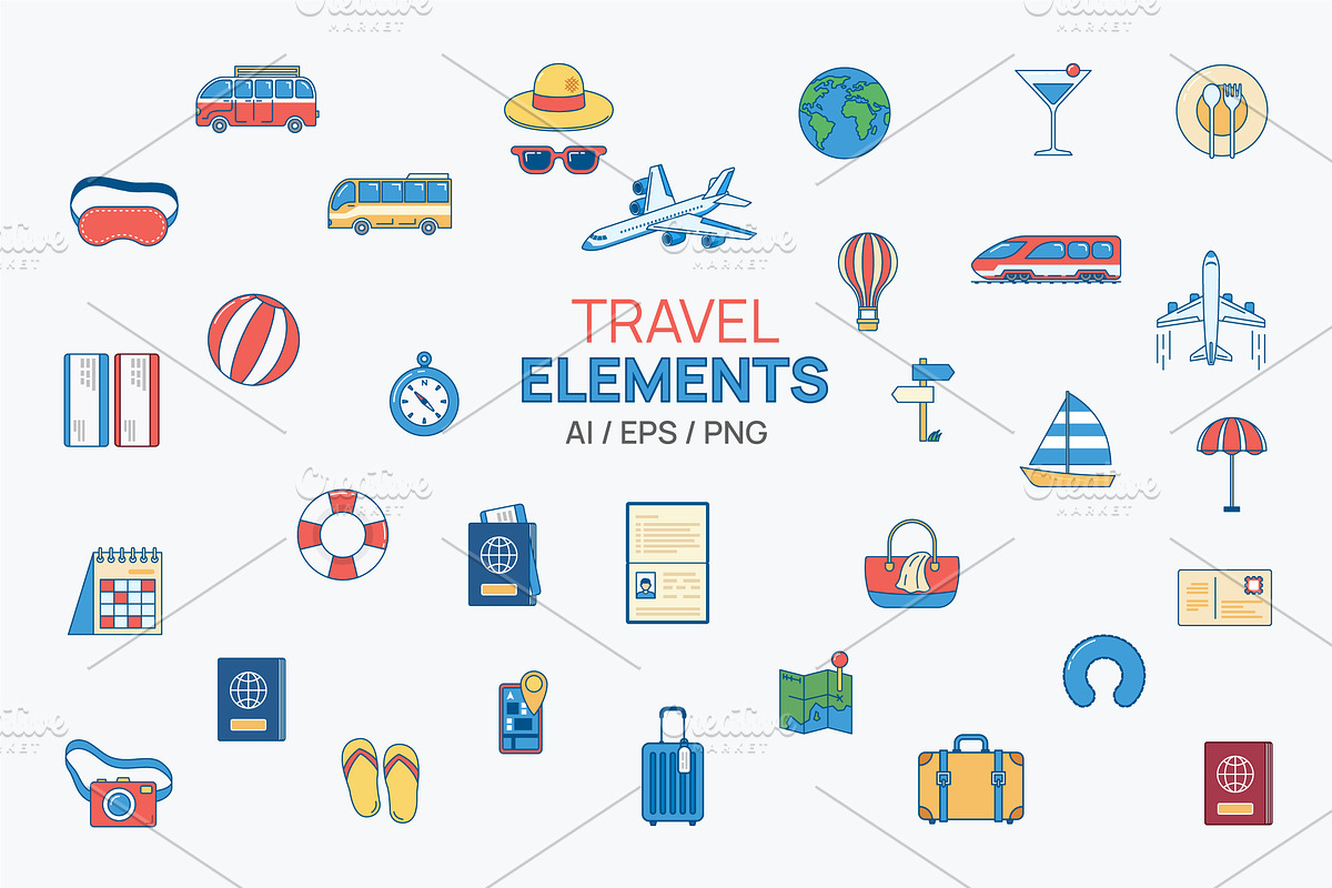 Travel elements illustration Pack, an Object Graphic by Feelplus Creator (Photo 1 of 2)