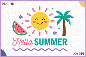 Hello Summer Typography Vector PNG, an Object Illustration by Gfx Expert Team