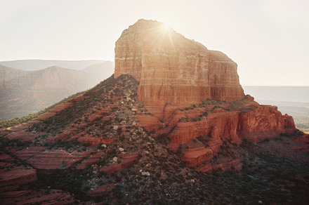 Beautiful Sunrise over Red Mountains
