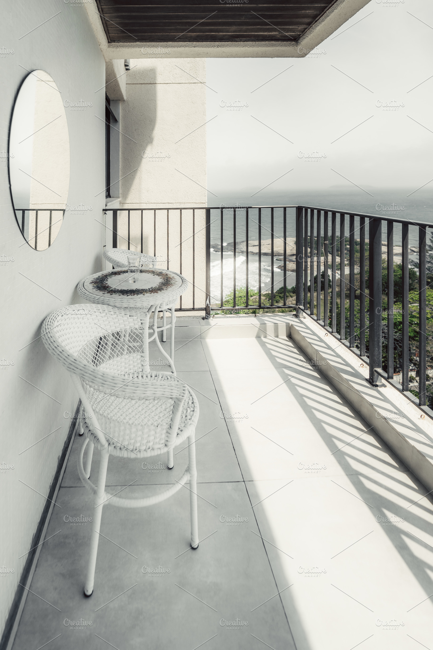 Minimalist ocean view balcony, an Architecture Photo by SkyNext