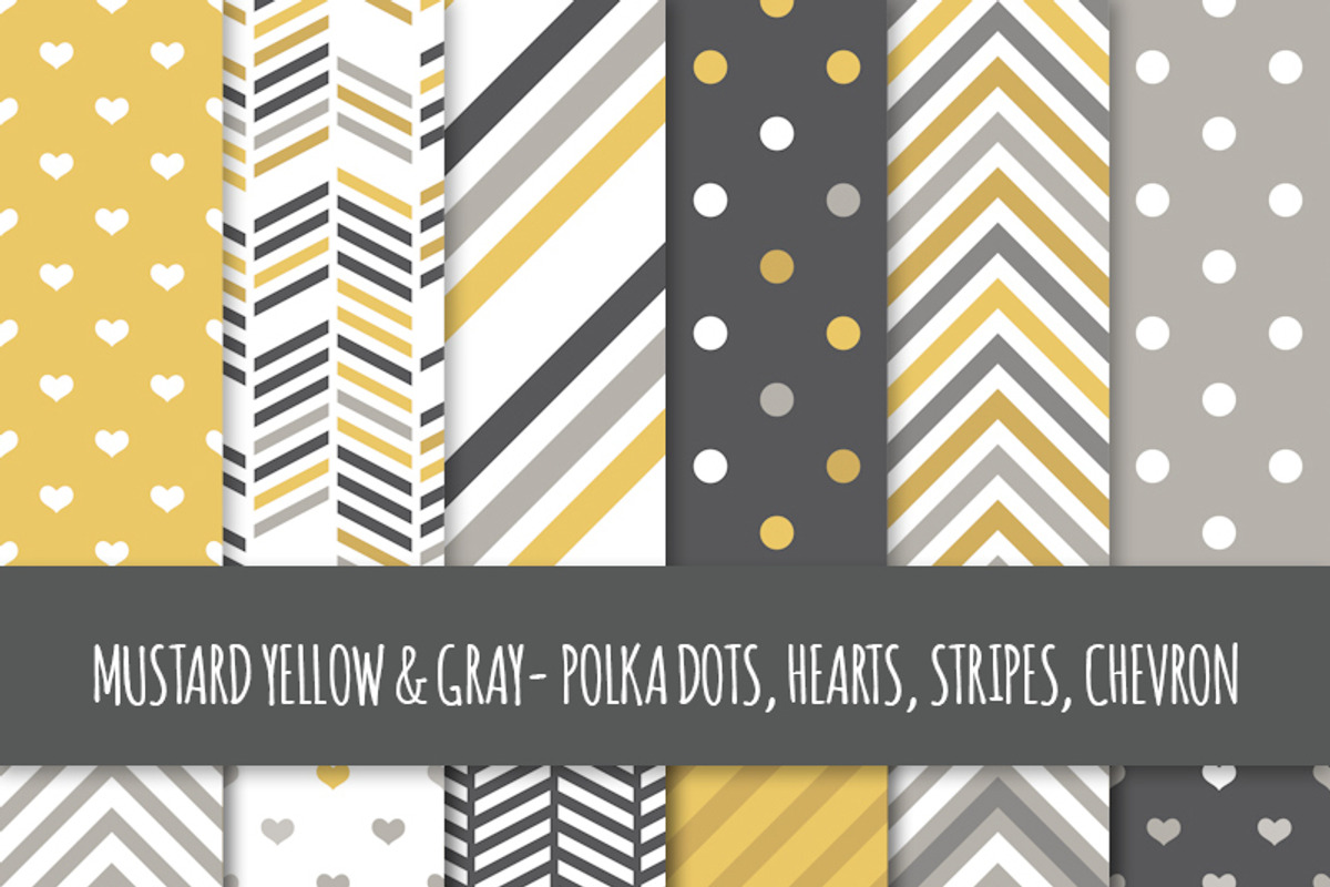 Mustard & Gray Seamless Patterns