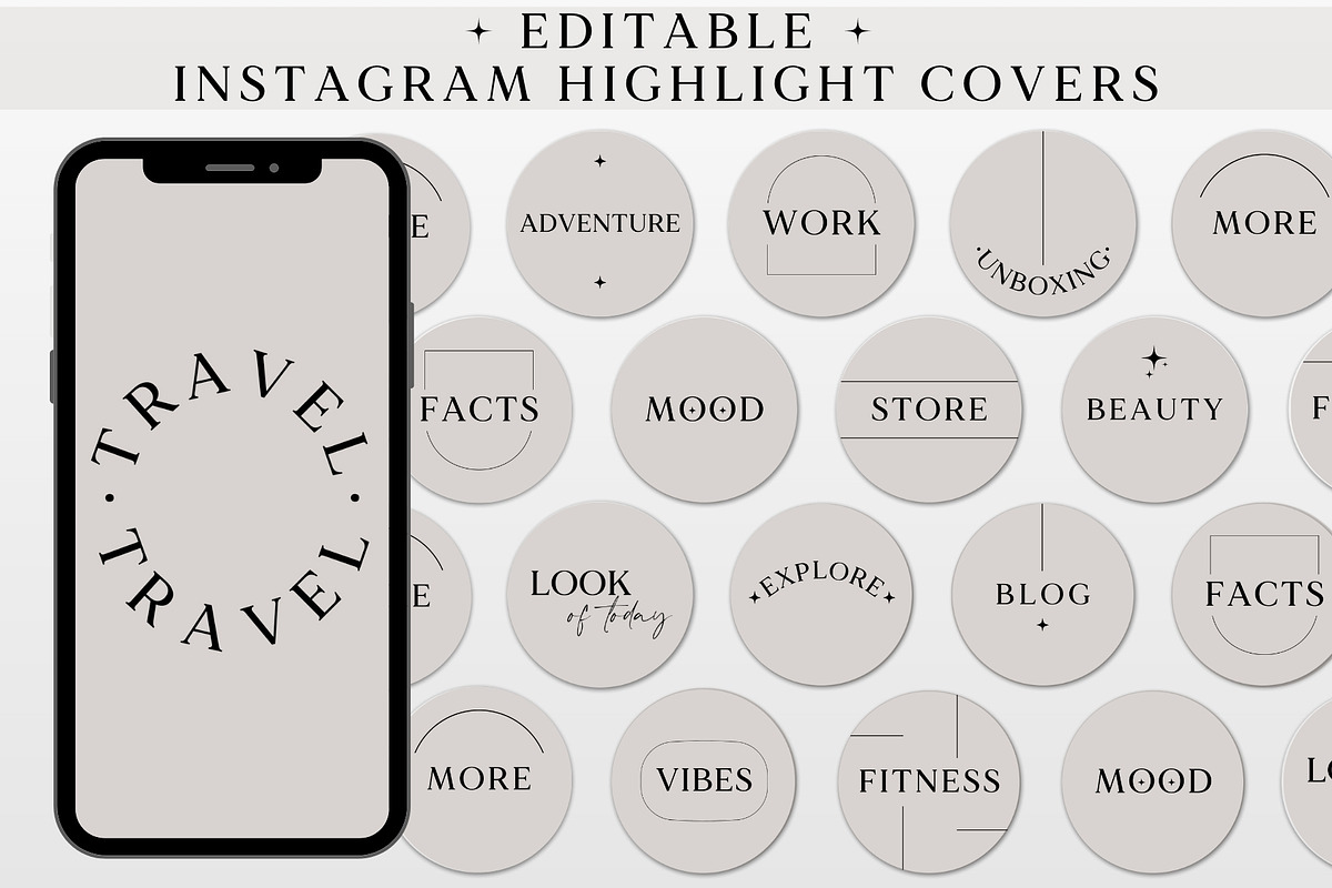 Beige Instagram Highlight Covers, a Social Media Template by Boltik Studio (Photo 1 of 8)