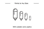 Writing Tools and Pen Icons Set, an Outline Icon by Designfour (Thumbnail 7 of 7)