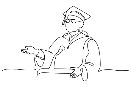 College president giving speech