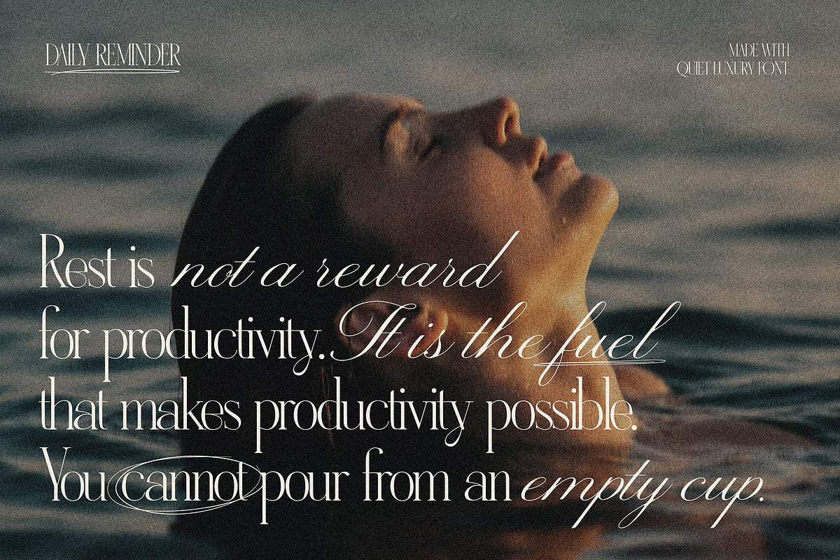 Quiet Luxury - Modern Serif & Script, a Script Font by AndrewPixelType (Photo 3 of 10)