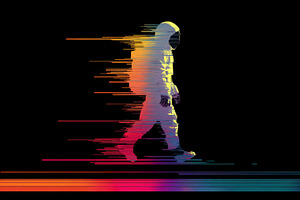 Astronaut walks in colorful lines, a Photo by Beautiful things