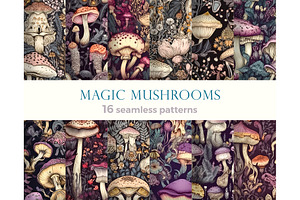 Seamless Patterns Magic Mushrooms