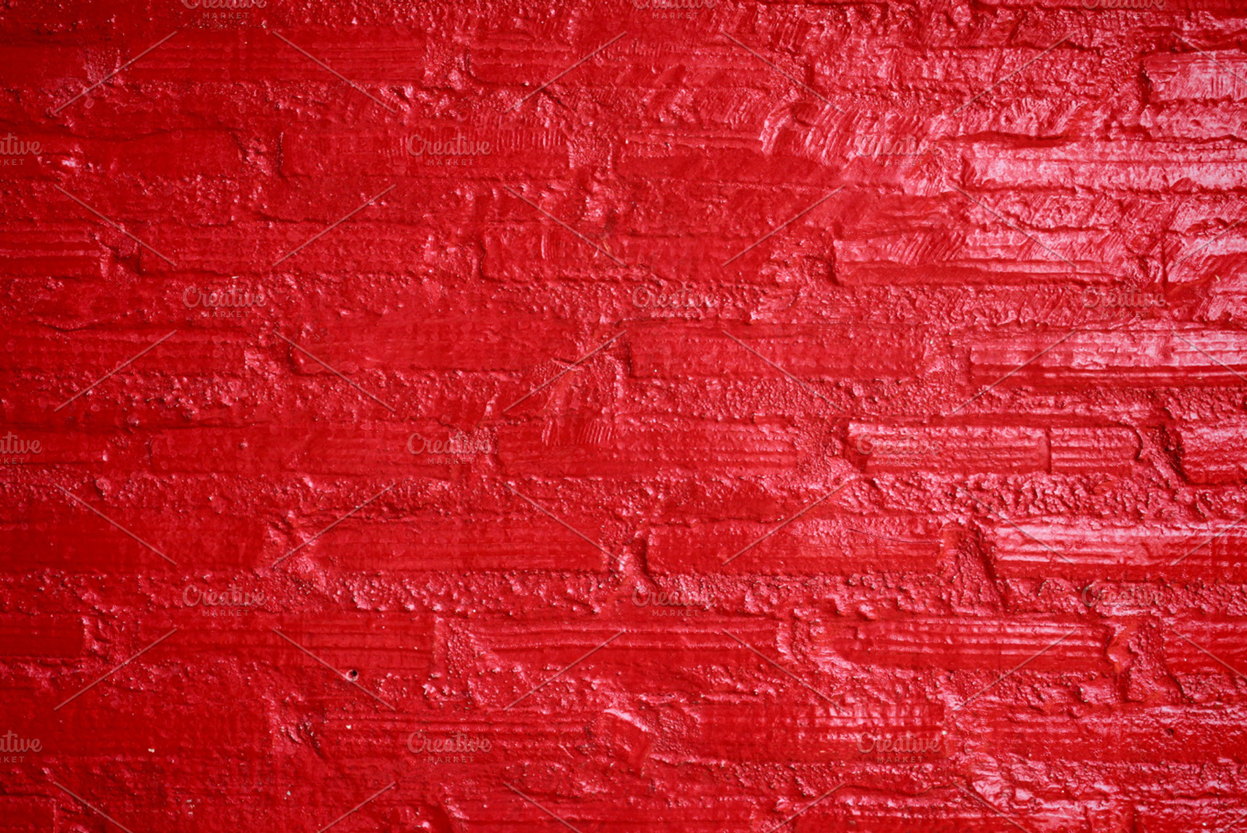 Painted brick wall, red color