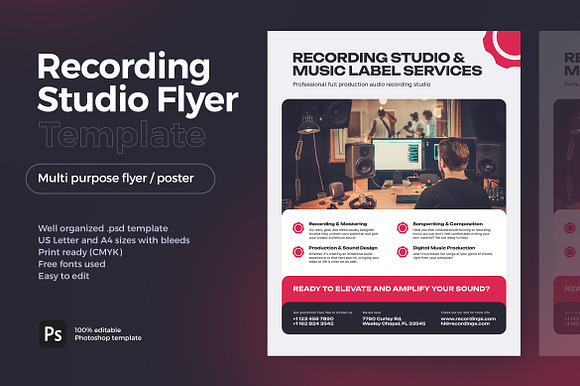 Recording Music Studio / Label Flyer preview 5