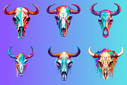 Cow Skulls Vector Illustrations, a Decorative Illustration by TheBlackPixelCo (Thumbnail 3 of 9)