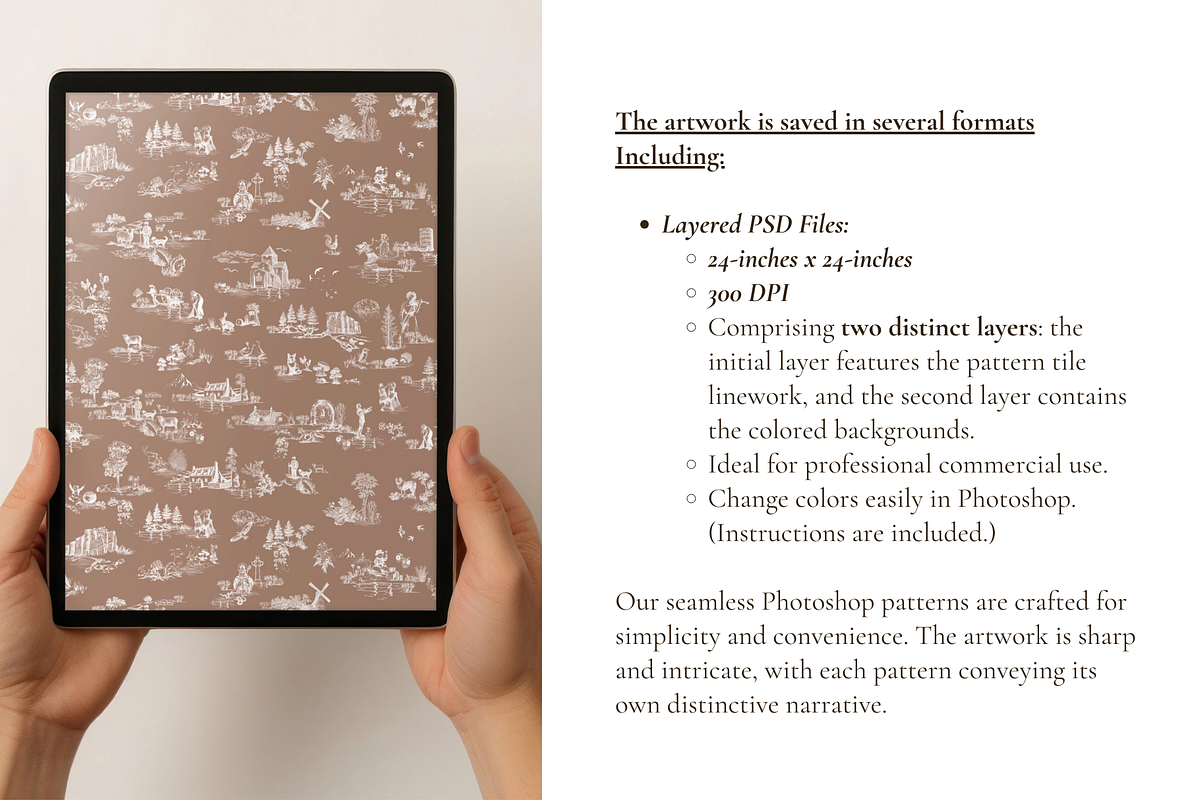 Irish Toile de Jouy Pattern Set, a Background Graphic by Hughes Studio (Photo 6 of 9)