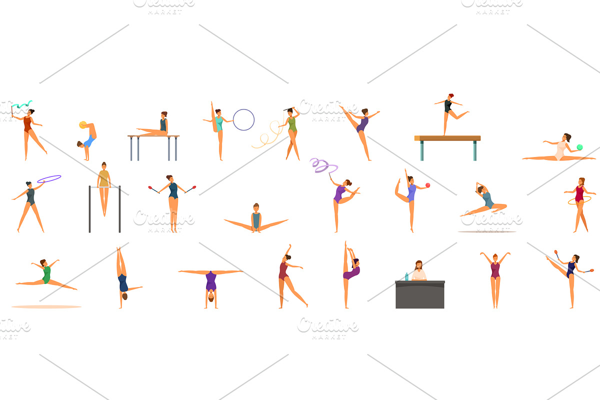 Artistic gymnast performance icons, a Sport Illustration by Ylivdesign