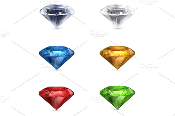 Gem Brilliants Diamonds Vector Set