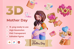 Mother Day 3D Illustration