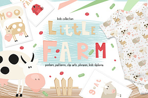 Kids Little Farm clipart & pattern