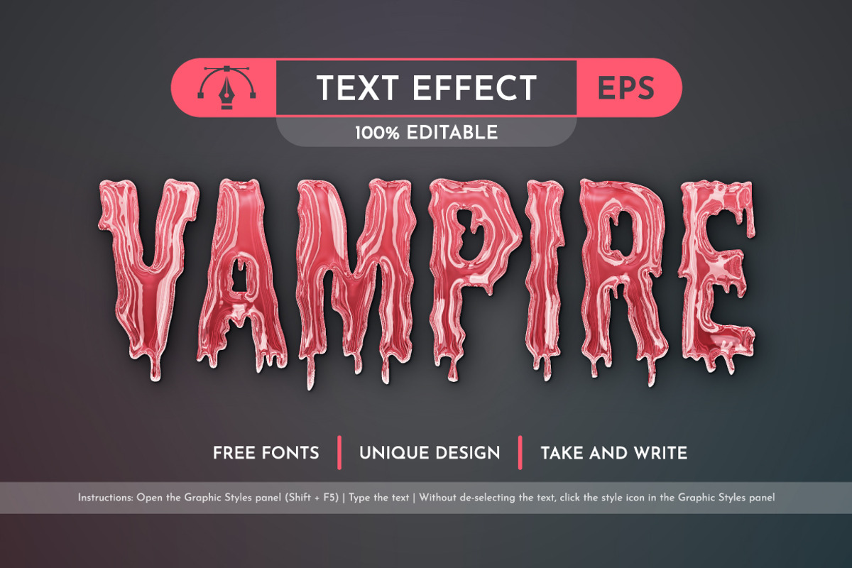 5 Vampire Editable Text Effects, a Layer Style Add-On by rwgusev (Photo 5 of 7)