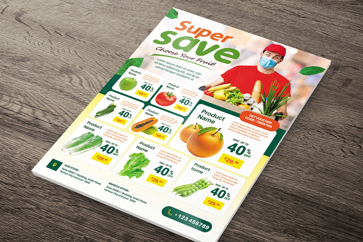 Supermarket Grocery Flyer Template, a Flyer Template by jobnabru (Photo 2 of 2)