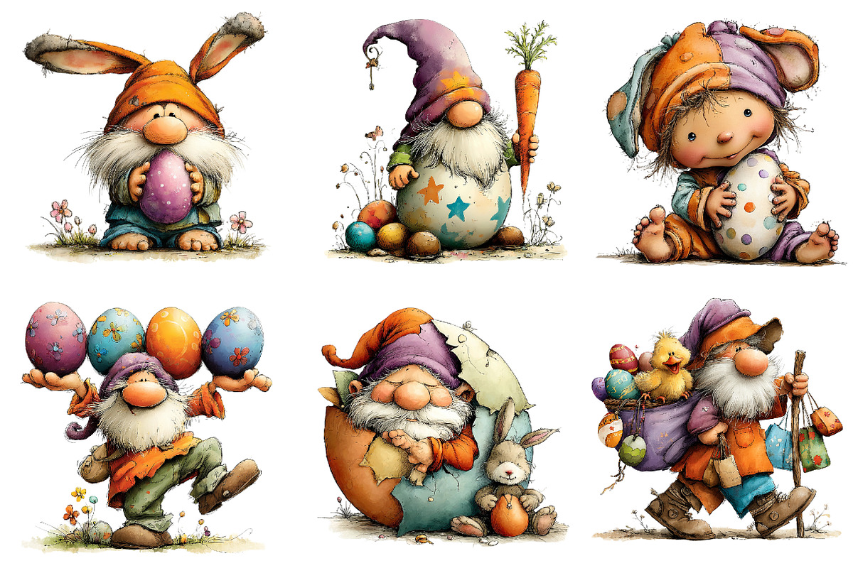 Easter Gnome Clipart, an Illustration by CreationArt (Photo 5 of 6)