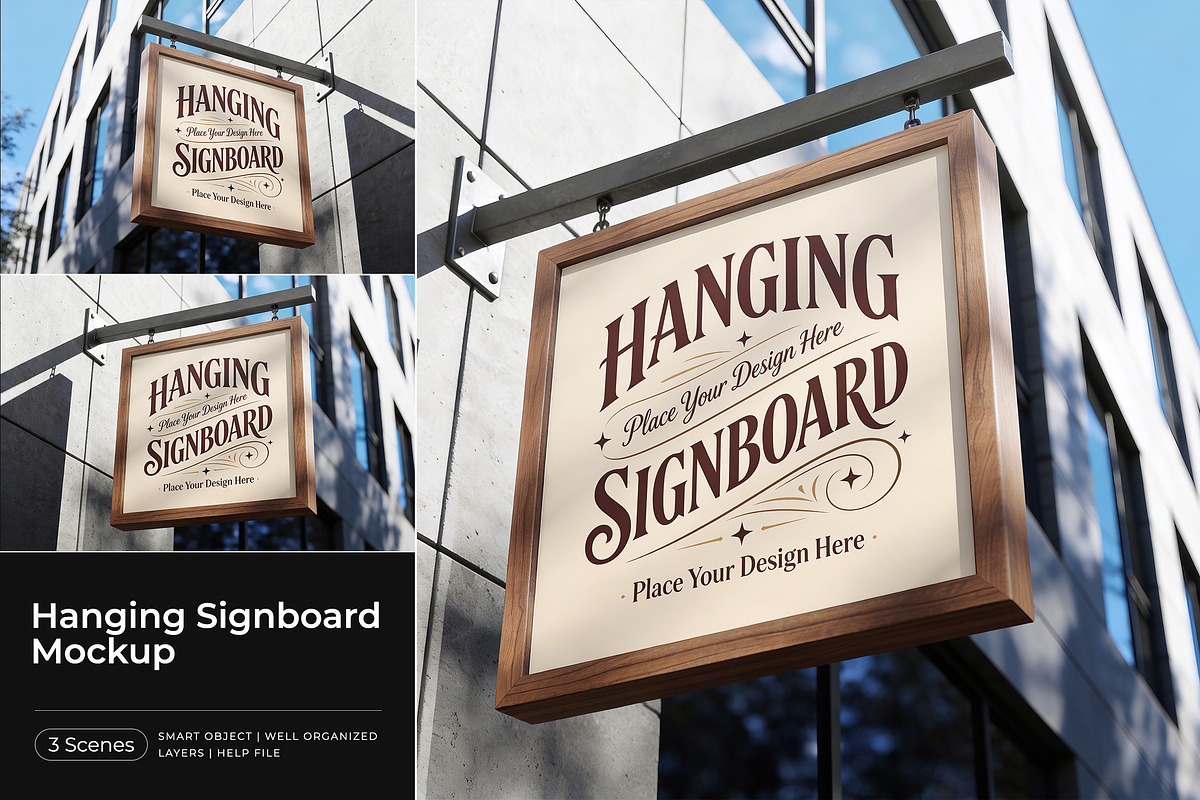 Hanging Signboard Mockup, an Advertising Mockup by Pitchlook.Studio (Photo 1 of 4)