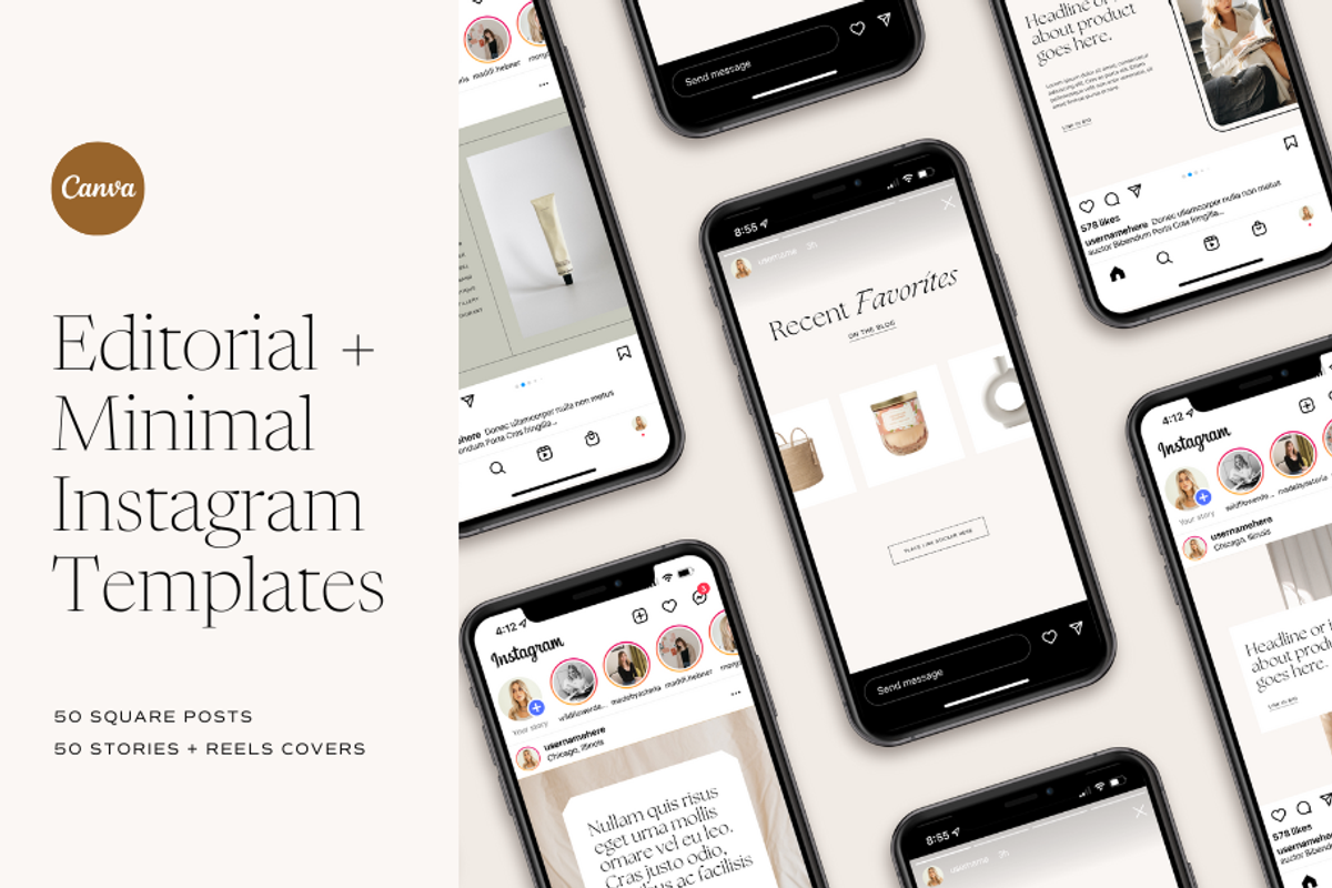 Clean Editorial Instagram Templates, a Social Media Template by Madewest Supply Co. (Photo 2 of 7)