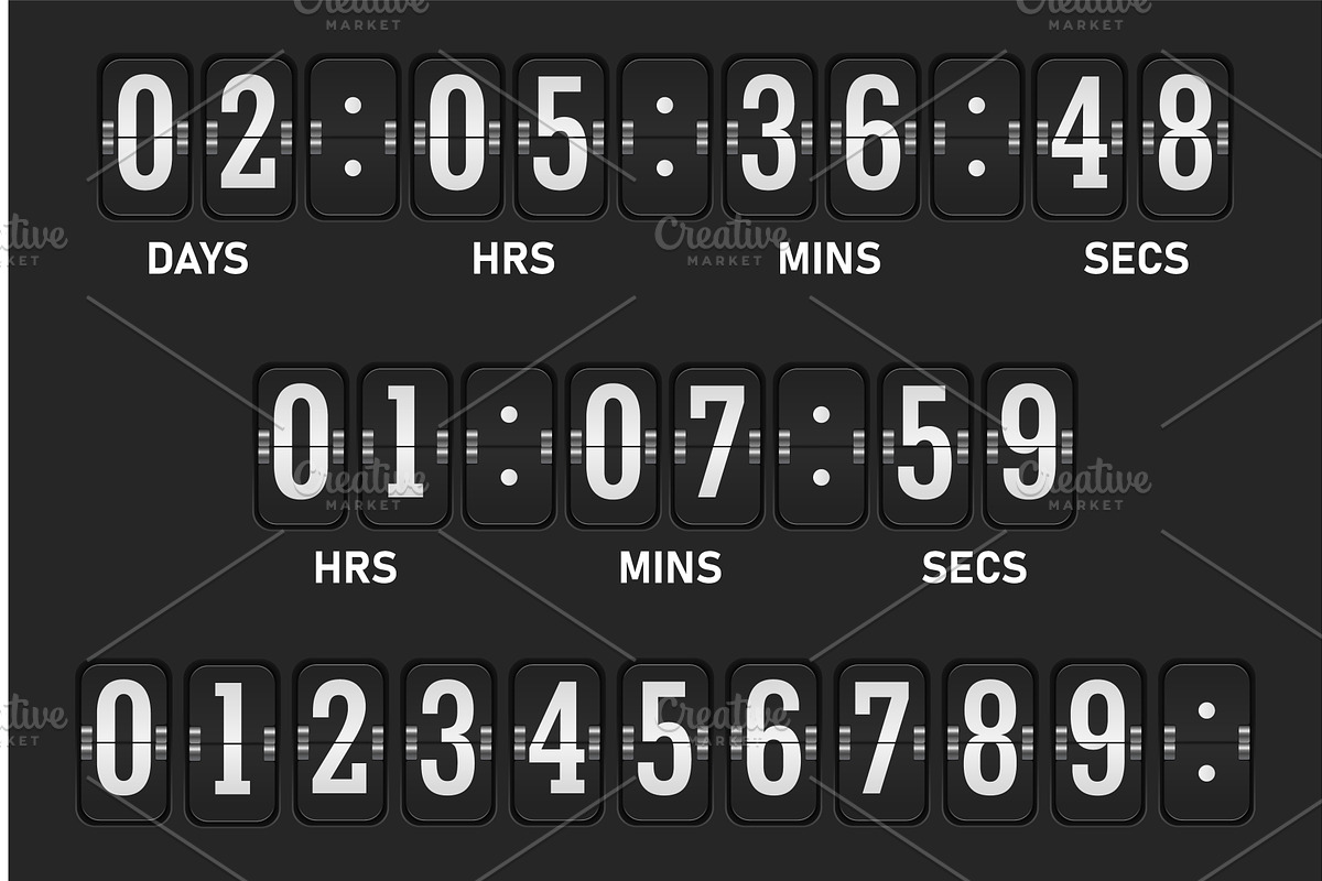 Flip countdown clock. Calendar, an Illustration by Frogella