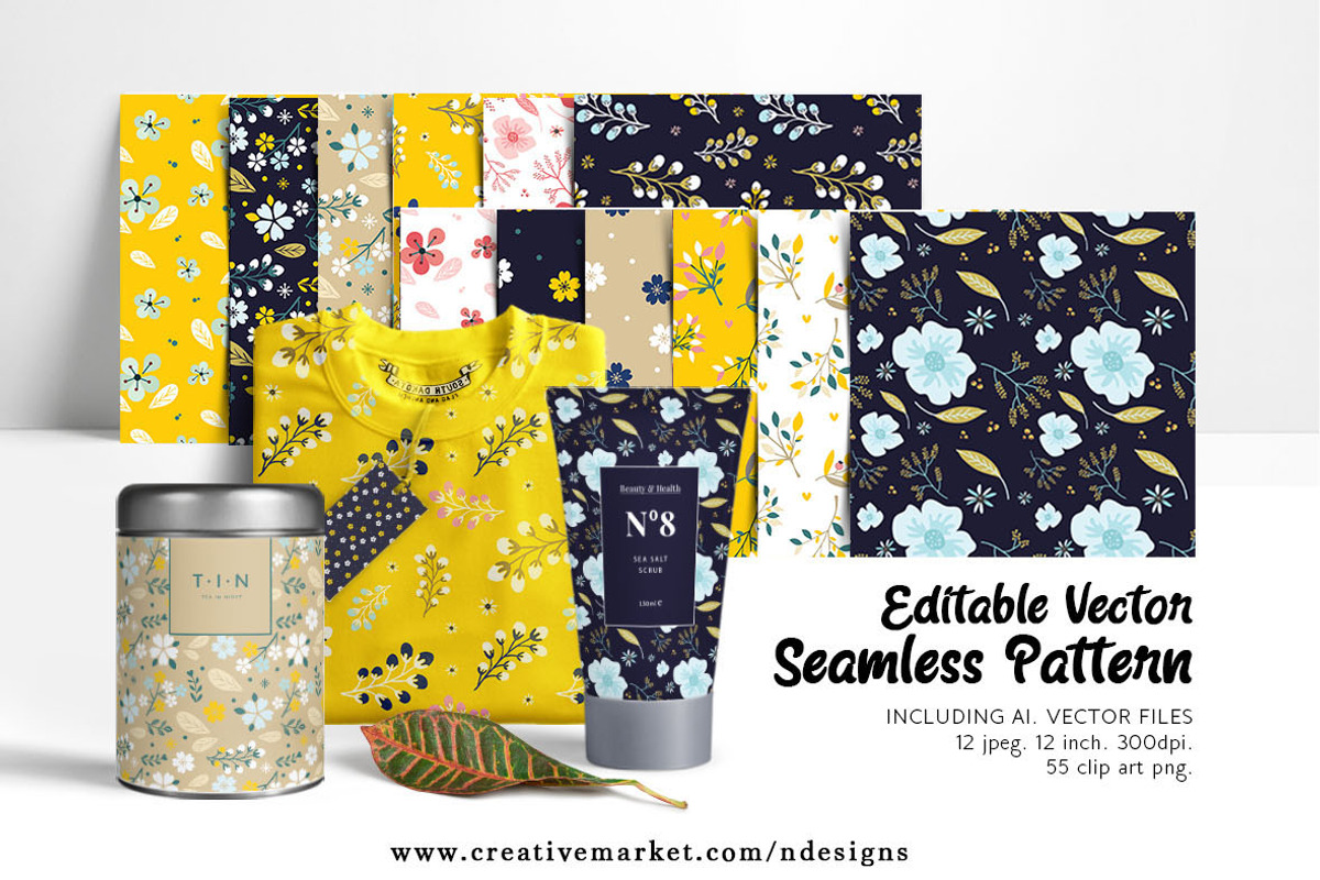 Flower Seamless / Tileable Pattern, a Pattern Graphic by NDesigns (Photo 1 of 4)