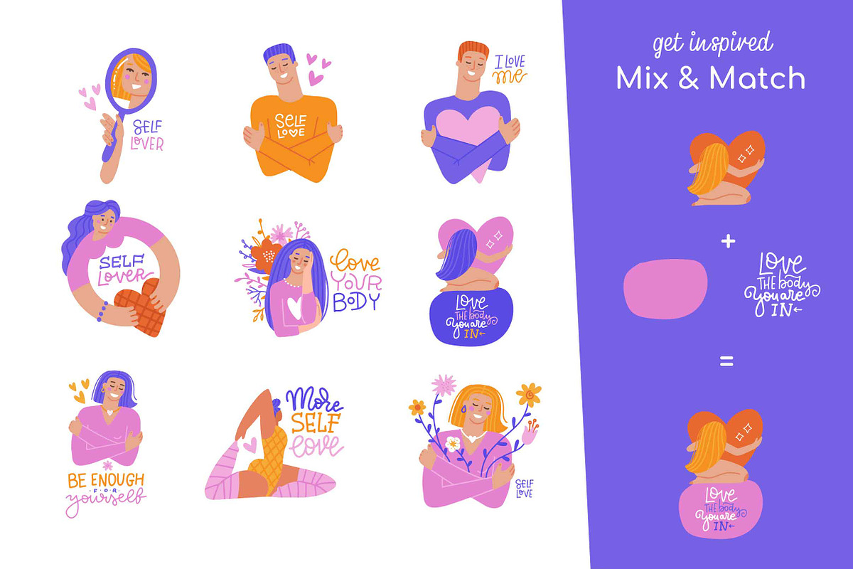 Love yourself: Self Love graphic set, a Person Illustration by Lana Sham (Photo 11 of 14)