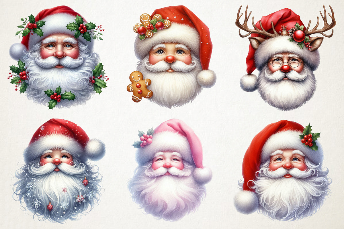 Jolly Santa Faces Clipart Collection, an Illustration by RobertsArt (Photo 7 of 7)