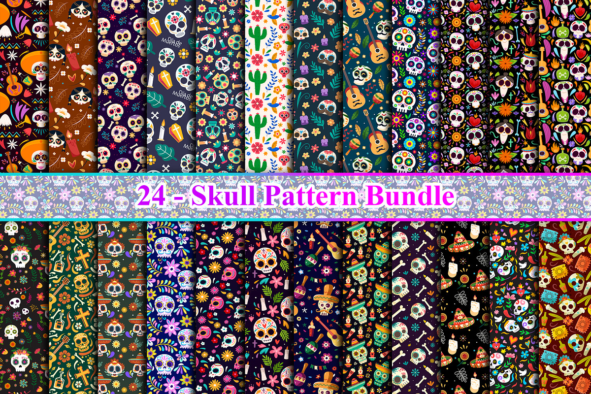 Skull Pattern Digital Paper, a Pattern Graphic by Digital Studio (Photo 1 of 5)