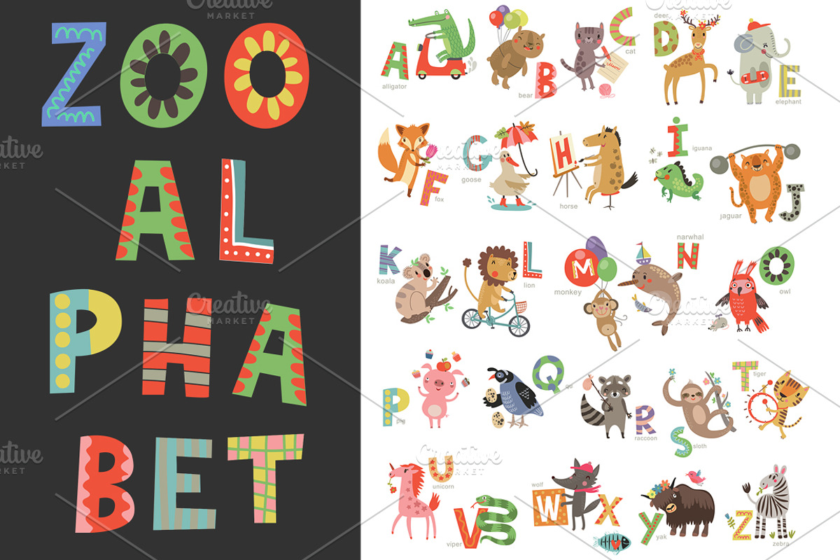 Zoo alphabet for children, an Animal Illustration by Anna Guz's Store (Photo 1 of 5)