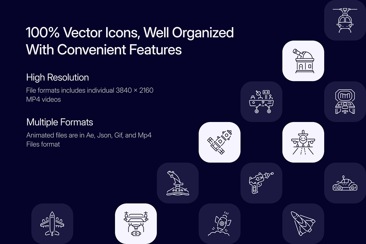 Animated Aerospace Icon Art Set, an Outline Icon by Prosymbols (Photo 2 of 4)